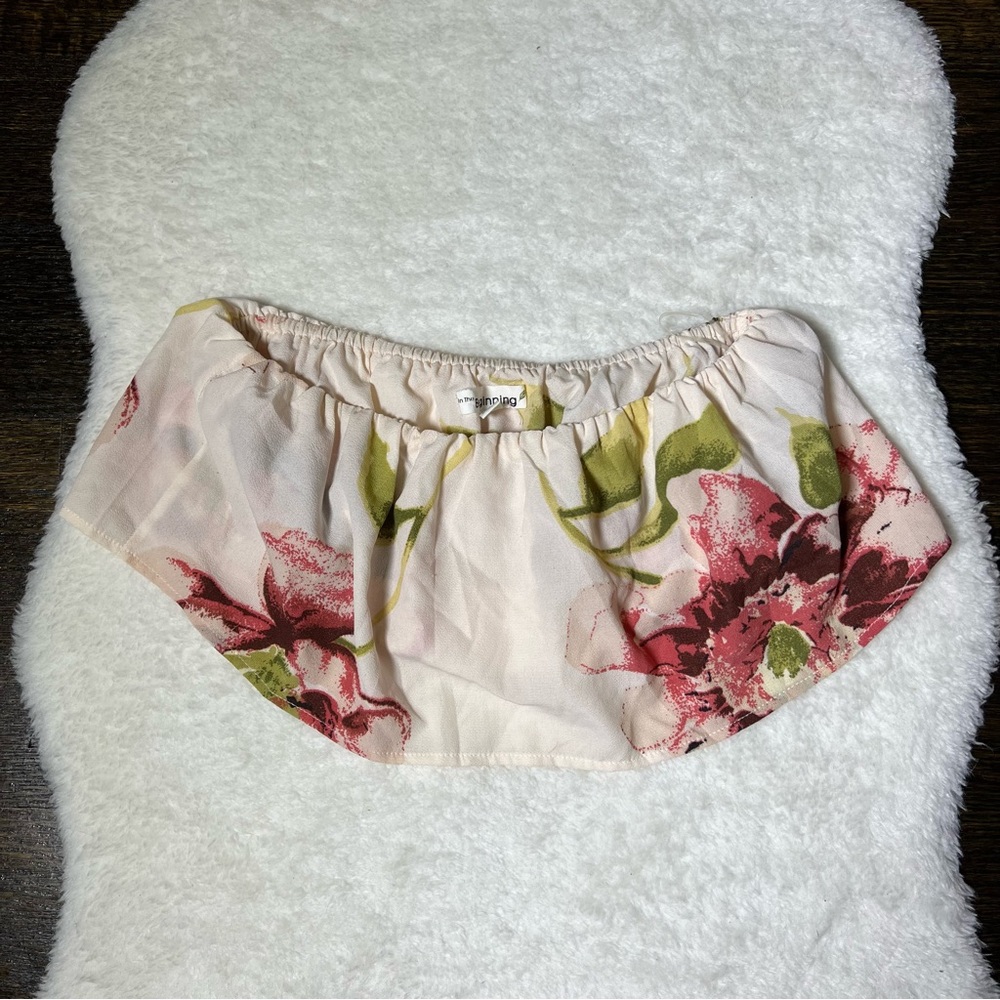 In the Beginning Pink Floral Bandeau Top Small